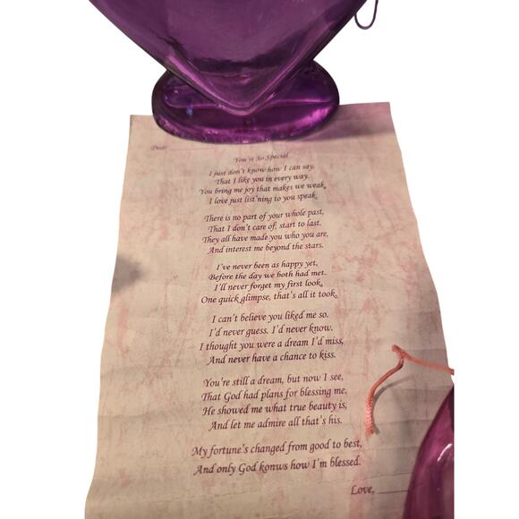 Set of 2 Glass Heart Message in A Bottle w Love notes and corks - Picture 5 of 5